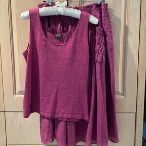 LaFayette 148 2-Piece Raspberry Linen Dress